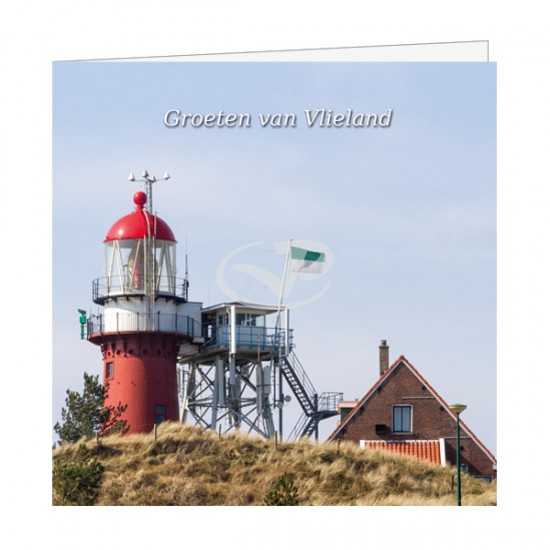 Wenskaart Vuurtoren met Vlielander vlag