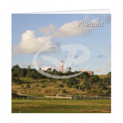 Wenskaart Vlieland Vuurtoren vanaf Wadkant