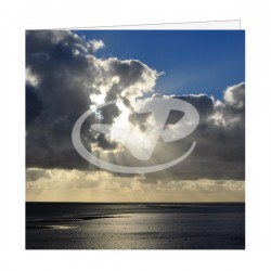 Wenskaart Vlieland Zon achter de Wolken boven het Wad