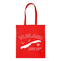 Katoenen Tas Vlieland met Coordinaten Rood