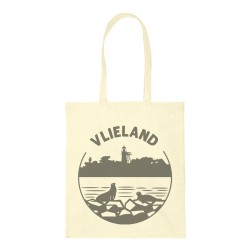 Katoenen Tas Vlieland Vintage met Vuurtoren Ecru