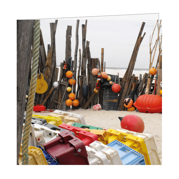 Wenskaart Vlieland Juttersschutting bij Reddingshuisje